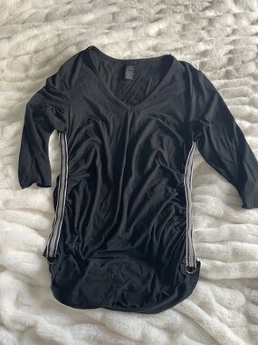 The Limited Black V-Neck Ruched Hem Shirt